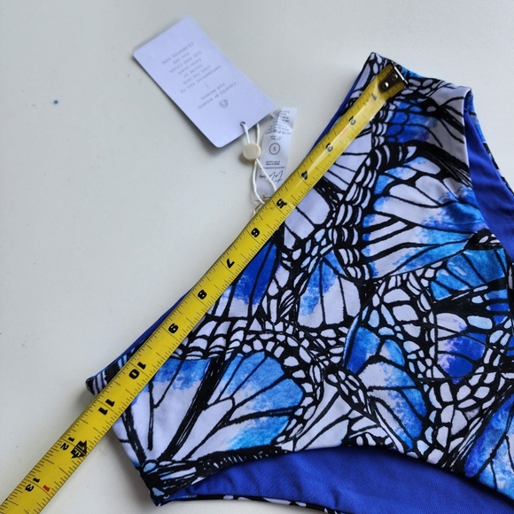 NWT Toluca Swim 2 Pc Angelica Blue Butterfly Bikini Top Bottoms High Waist Sz S - Picture 14 of 16